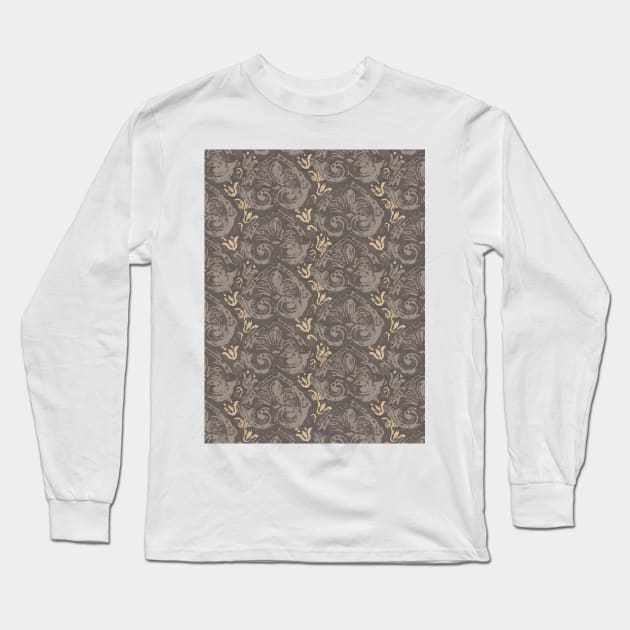 Damask linocut print Long Sleeve T-Shirt by Remotextiles